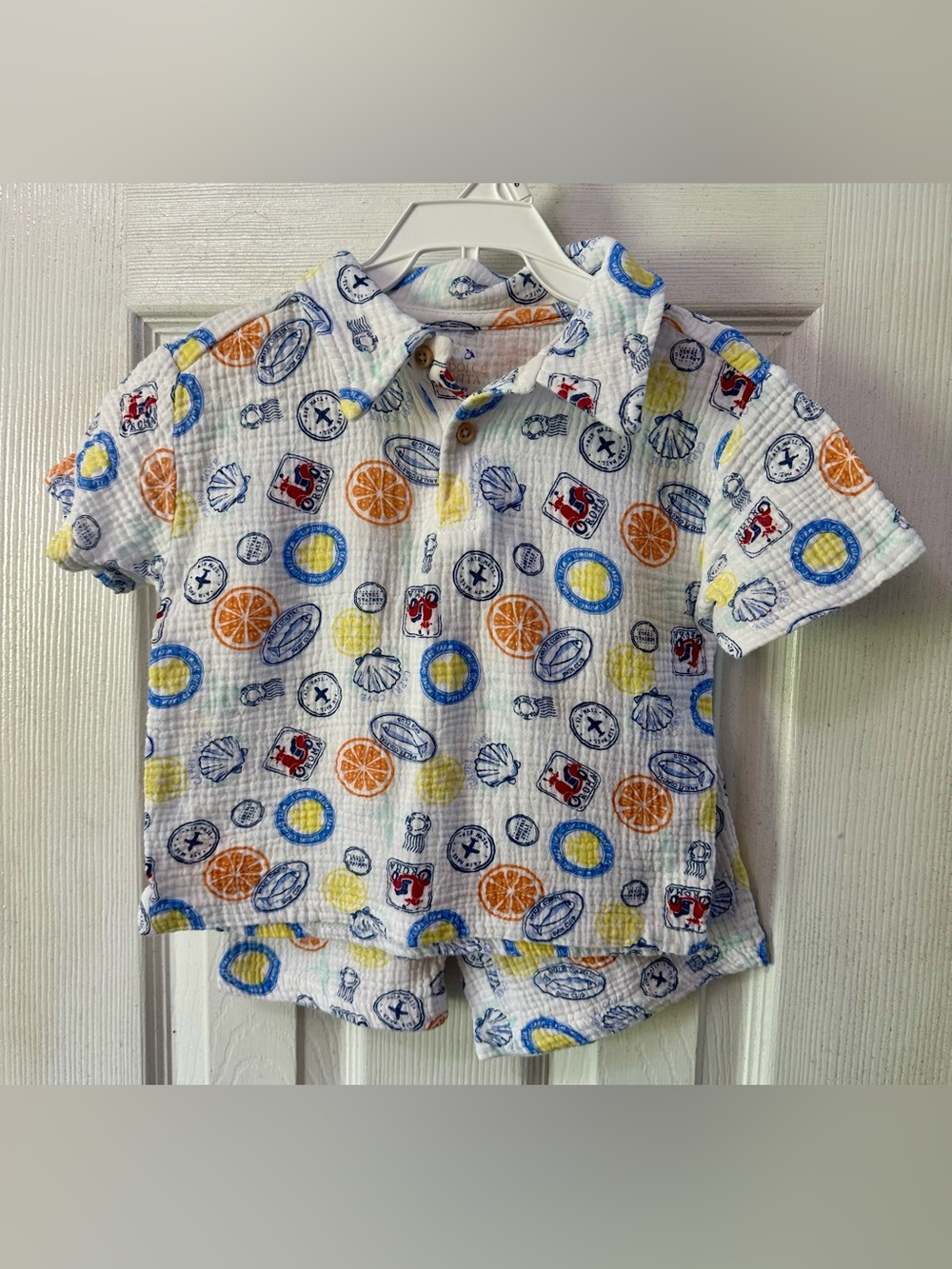 Dolce Vita by Chick Pea Cotton Gauzy Short Sleeve Polo & Shorts Set